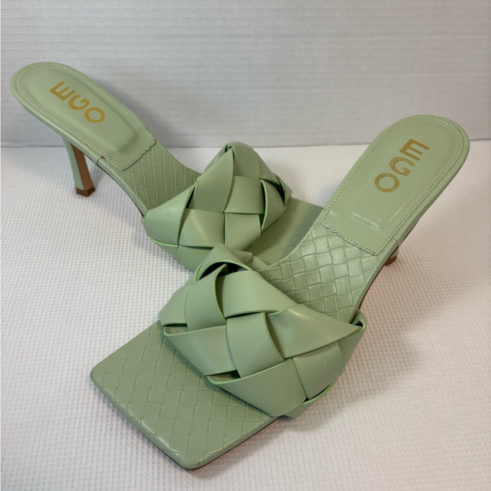 EGO Mint Woven Square Toe Mules Sandals